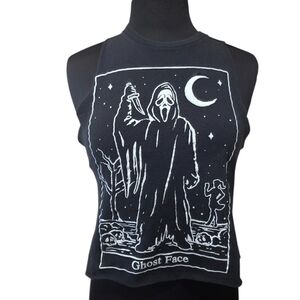 Ghost Face Custom Cut Tank Top Small Cropped 90s Scream Black Tank Top